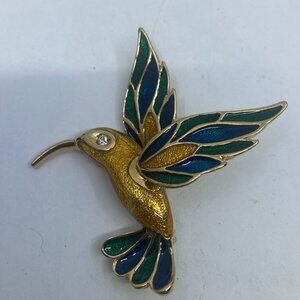 Vtg D'Orlan ? enamel bird hummingbird brooch
